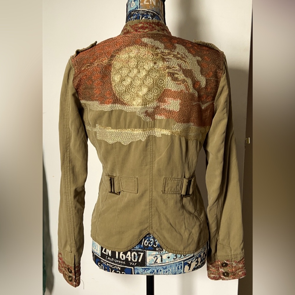 ⛅️ RARE Da-Nang ✨ Military Jacket ✨ Embroidered silk fitted lined S EXCELLENT 🤩